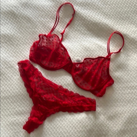 Red Lace Hearts Lingerie Set - Picture 1 of 4